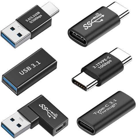 Herfair USB C to USB Adaptor 6 Pack,USB to USB C Adapter,Type C Male to USB A Female Charger Converter Kit Connectors for Laptops, Phones, Tablets, Computers, USB Electronics (Pack of 6)