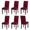 Sufdari Stuhlhussen 6er Set Rot, Stretch Esszimmer Stuhlbezug für Esszimmerstühle, Abnehmbarer Waschbarer Spandex Stuhlüberzug für Küchenstühle,Hotel, Bankett(Rot, 6 Stück)