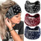 Zoestar Boho breite Stirnbänder, schwarz, Vintage-Stil, bedruckt, elastisch, Turban-Haarbänder, stilvoll, geknotet, Kopftuch für Frauen und Mädchen (3 Stück) (D)