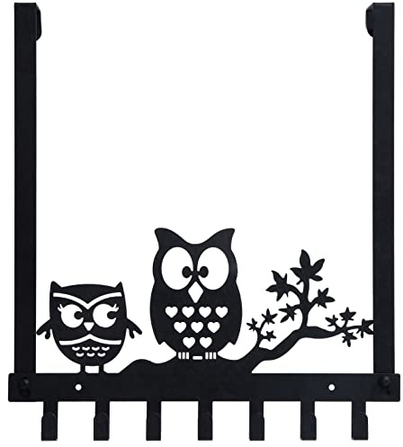 Handtuchhalter für Badezimmer, Wand, Eule, Türhaken, Handtuchhalter, Heimdekoration, Aufhänger mit 7 Haken, schwarz