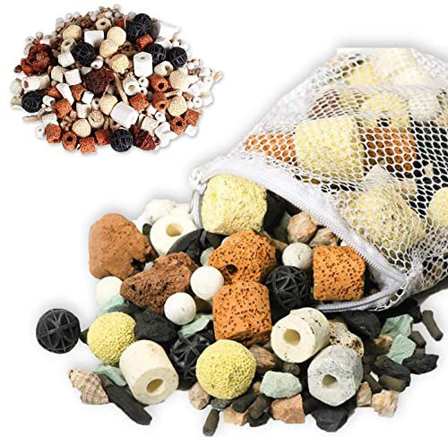 GZcaiyun 500g Aquarium-Filtermedien, 12-In-1 Filtermedium für Aquarium, Zubehör für Aquariumfilter, Biologische Filtermedium für Aquarien und Fischteiche