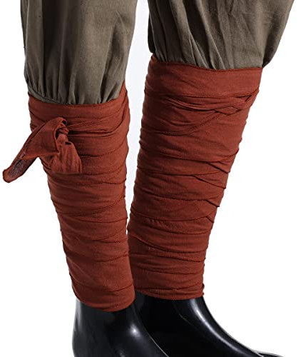 BPURB 2 Pezzi medievali da Uomo Vichinghi Lunghi stucchi Gamba Cintura Larp Pirata Cosplay Costumi (Marrone)