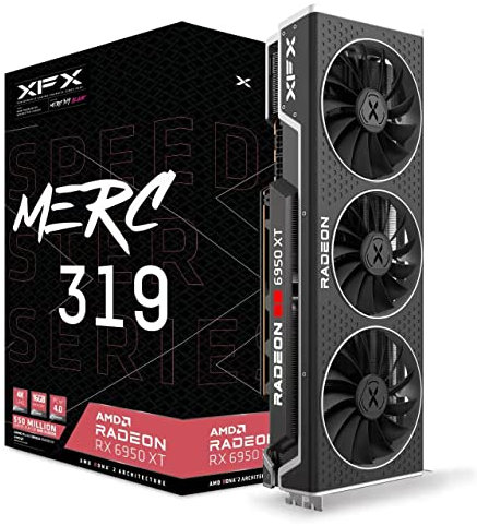 XFX Speedster MERC319 RX 6950XT Black Gaming Graphics Card with 16GB GDDR6 HDMI 3xDP, AMD RDNA 2 - RX-695XATBD9