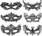 Spitze Augenmaske Sexy 6 Stück Venezianische Maske Damen Schwarz für Fasching Maskerade Masquerade Halloween Karneval Cosplay Party Kostüm Ball Gothic Gesichtsmaske