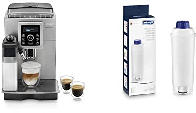 De'Longhi ECAM 23.460.SB Kaffeevollautomat (15 bar Druck, Automatik-Cappuccino-System, abnehmbarer Wassertank 1,8 l) silber/schwarz Original Wasserfilter DLSC002, Weiß