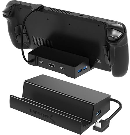 SABRENT Dock Steam Deck 6-en-1, Hub USB C avec 95 W PD Charge Rapide, Steam Deck Dock HDMI 4K@60Hz, Docking Station avec 3 Ports USB-A et 2 USB-C pour Valve Steam Deck et Rog Ally Design (DS-SD6P)