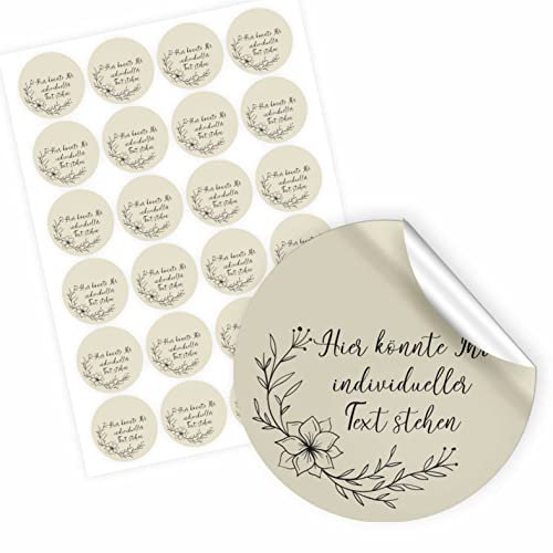 24 Stück Personalisierte Aufkleber - Personalisierte Aufkleber mit Wunschtext - 4,5 cm Runde Papieraufkleber Etiketten für Hochzeit, Taufe, Produkte, Geburtstag (Style 8)