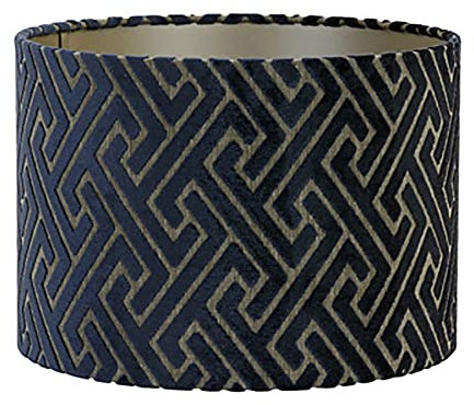 Lampenschirm Zylinder Veluors Dunkel Blau Taupe für Standleuchte Tischlampe 40-40-30