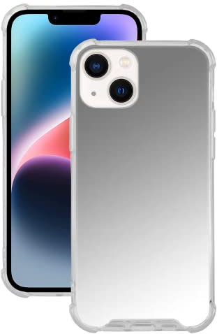 ICOVERI Silberne Spiegelhülle für iPhone 14 Plus, flexibel, ultradünn und widerstandsfähig. Silikon-TPU-Hülle mit hohem Schutz und Spiegel. Handyschutz, Anti-Scratch, Trend.