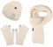WingFly Damen Winter Warm Mütze Touchscreen Handschuhe und Lang Schal Set mit Dick Fleece Gefütterte, Winterhandschuhe Weihnachten Geschenk für Frauen (Beige)