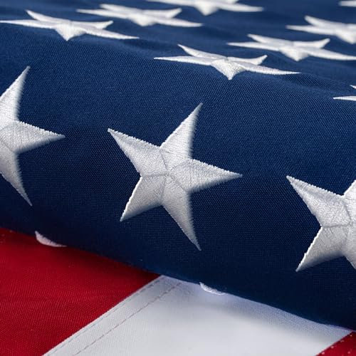 Bandera estadounidense de algodón de 3 x 5 pies para exterior, tela resistente a desgarros, estrellas bordadas, rayas cosidas, ojales de latón, las mejores banderas de Estados Unidos para interiores y