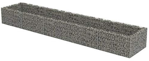 PRISSENT Gabione außen aus verzinktem Stahl, 450 x 90 x 50 cm, robust, mit Hochbeet für Terrasse, Metallgitter, Zaun, Trennwand für Blumenbeet, Pflanzen, Dekoration