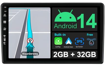 BXLIYER 9 Zoll Autoradio für Benz W209-W203 W168 ML W163 W463 Viano W639 GPS Navigation - Wireless CarPlay Android Auto - Rückfahrkamera - 2G+64G- Android 15 2 Din - DAB Lenkradsteuerung