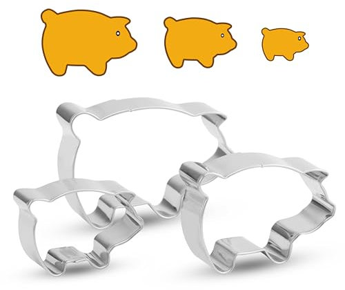 Schwein Ausstechformen Edelstahl 3 Stück Verschiedene Größen Schwein Ausstecher Plätzchenausstecher Weihnachten für Kekse Teig Karamell Brot Ausstechformen lustig