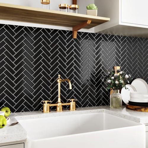 Yullpaper 3D Fliesenaufkleber Schwarz Klebefliesen Küche PVC Vinyl Fliesen Selbstklebend Badezimmer Fliesen überkleben Küche Schwarze Selbstklebende Fliesenaufkleber Bad 10 Stück 30 X 30cm
