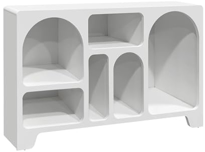 Alice's Garden sweeek - Buffet Organique Plusieurs niches 6 Compartiments. Buffet Bas. Effet Bois Blanc 120cm