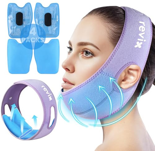 REVIX Gesichts-Eisbeutel für Weisheitszähne mit 3D-Nähdesign, Kiefer-Eisbeutel für Weisheitszähne Erholung, TMJ Heizkissen für Schwellungen & Entzündungen, Super eng anliegende Passform mit 4 Heiß-