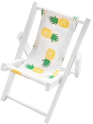 KONTONTY Pc Mini Wooden Beach Chair Toy Scaled Mini Chair for Dolls House Decorative Pineapple-printed Lounger for Home