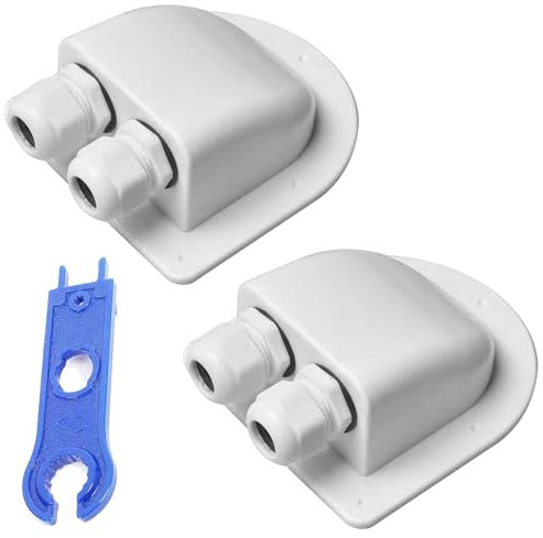 Lot de 2 passe-câbles solaires étanches pour voiture, traversée de toit solaire, passe-câbles étanches, passe-câbles de toit et clé bleue 1000 V pour installation solaire, camping-car, caravane,