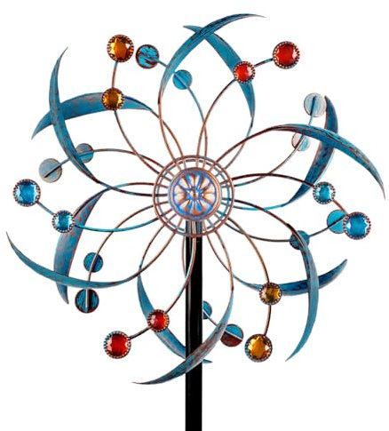 Stargarden Windspiel für den Außenbereich, Metall, kinetisches Windspiel, dekorative Windskulpturen und Spinner, 33 cm Doppelwindräder für Hof und Garten