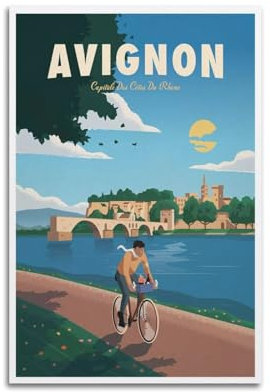 Vintage-Poster Avignon, Retro-Leinwand-Poster, Wandkunst, Dekoration, Wohnzimmer, Schlafzimmer, Dekoration, Poster, 20 x 30 cm, ungerahmter Stil