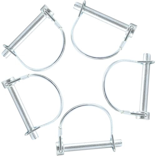 Ruidee 5 Stück Klappsplinte 8x60mm Karbonstahl Sicherungsbolzen Rohrklappsplinte mit Rastverschluss Rundem Bügel für Landwirtschaft Garten Bauernhof-Anhänger(DDX/8x60mm)