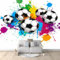 3D Papier Peint Panoramique Tapisserie Intissé Murales Doodle Football 300x210 cm, Papier Peint Enfant pour Salon Chambre Décoration Murale, Papier Peint Chambre Enfant