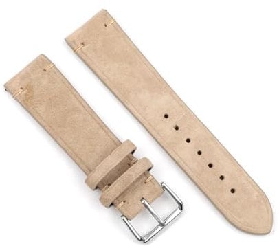 ROWCES Vintage-Uhrenarmbänder aus Wildleder, 18mm, 20mm, 22mm, 24mm, Ersatzarmband für Uhrenzubehör, Beige, 18mm