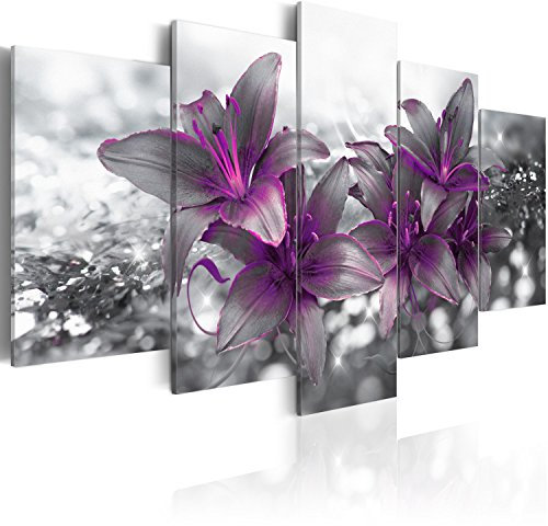 B&D XXL - Peinture acrylique Nature 225x112 cm - Effet texturé ou coup de pinceau - Décoration avec finition faite à la main - Salon chambre - Finition artisanale - Lys roses b-A-0300-b-o