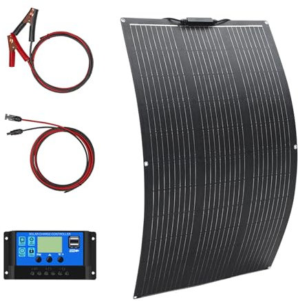 Kit Panneaux Solaires Flexibles ETFE 100W Module Solaire Flexible etfe, contrôleur charge Solaire 10A, pour voiture, camping, bateau