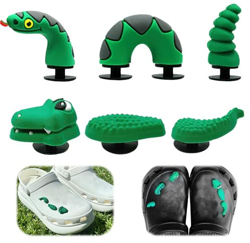 Shoe Charms Cro 2 Set Clog Shoe Decoration Animal Shoe Pins Pack for Clog Party Easy Installation Girls Boys Women Men jibbitz for Birthday Party Favor Accessories Gifts(Snake, Aligator)