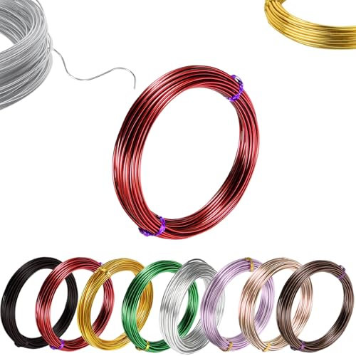 15m Red Aluminum Craft Wire 3mm 9 Gauge,Thick Crafting Bendable Sculpting Copper Wires,Weaving Wrapping Florist Metal Wire for Jewellery Making,Modelling,Bead Floral Making Skeleton Wires