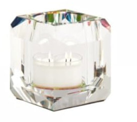 Gift Company - Portavelas (8 x 8 cm), diseño cuadrado de cristal, color transparente