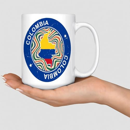 Tazas de café de Colombia con bandera internacional blanca, taza de café de cerámica divertida para cocina, taza blanca brillante, día de la madre, aniversario, regalo de boda para trabajo familiar,