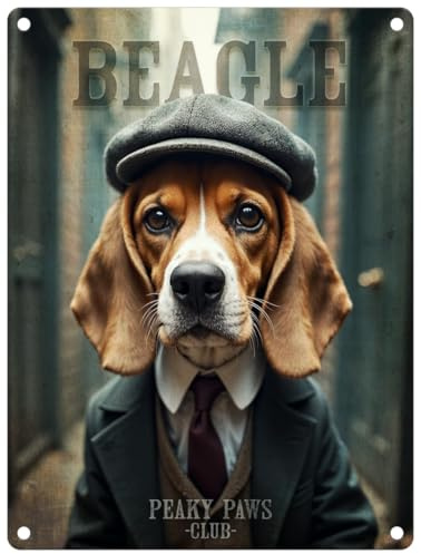 Small (150 x 200mm) Metal Sign - Peaky Paws Club - Beagle