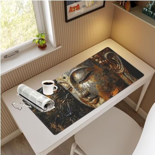 Buddha Mouse Mat Large Desk Mat 59.1x31.5 Inch, Zen Mouse Pad Gaming Mousepad, Waterproof Keyboard Mat, Durable Desk Pad, Soft, Non-Slip Rubber Base Mouse Mats for Desk Office Gaming Home Decor M776
