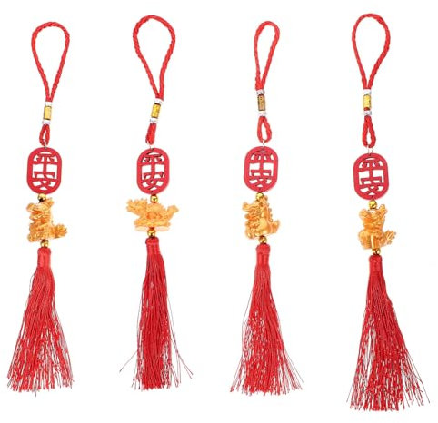 ABOOFAN 4 Stück Wanddekoration Drachen Wandbehang Ketten Jahr des Drachen Mondjahr Dekorationen Festliches Neujahrs Hängeornament Tierkreiszeichen Große Ornamente