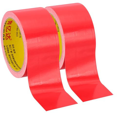 PATIKIL 2 Rollen Gewebeband, 50 mm x 10 m Gewebeklebeband, Panzertape Wasserfest, Reparaturband, Panzerband, Rot Buchbindungsband, Selbstklebend zur Reparatur, Bücher