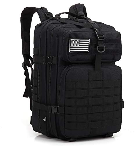 Jungle Leopard 50L Große Kapazität Mann Armee Taktische Rucksäcke Militärische Angriffsbeutel Outdoor EDC MOLLE Packung für Trekking Camping Jagdbeutel(TBP001-Black)