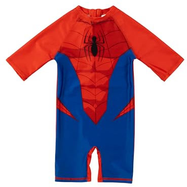 United Labels Marvel Spiderman Badeanzug UV Schutz 50+ für Jungen, Rot Blau, 110-116, Schwimmanzug Einteiler, Bademode Kinder