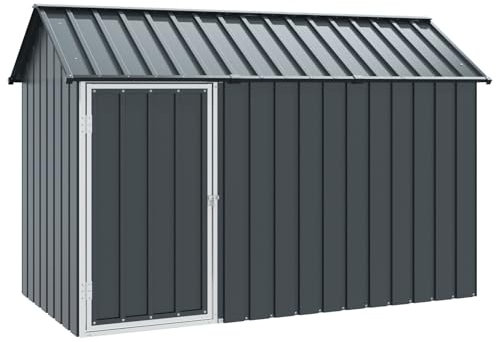 vidaXL Moderner Grauer Vogelkäfig für Außenbereiche | Feuerverzinkter Stahl mit ausbruchssicherem Design | Geräumige 112 x 215 x 141 cm | Wetterfeste Bauweise für Verschiedene Vögel | Metall