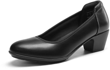 DREAM PAIRS Women's Block Heel Round Toe Dress Pumps,Black,7