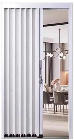ZAQYCM Puerta corredera Puerta Plegable Tipo Concertina De 240cm De Alto con Cerradura, De Aluminio, Interior Blanco, para Baño, Salón, Dormitorio, Cocina Y Armario, Personalizado(158x240cm)
