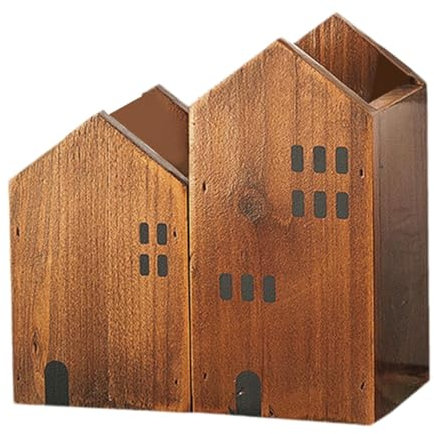 Portapenne Multiuso in Legno, Organizer da Scrivania, Salvaspazio, Leggero, Versatile, a 2 Scomparti, Marrone Scuro