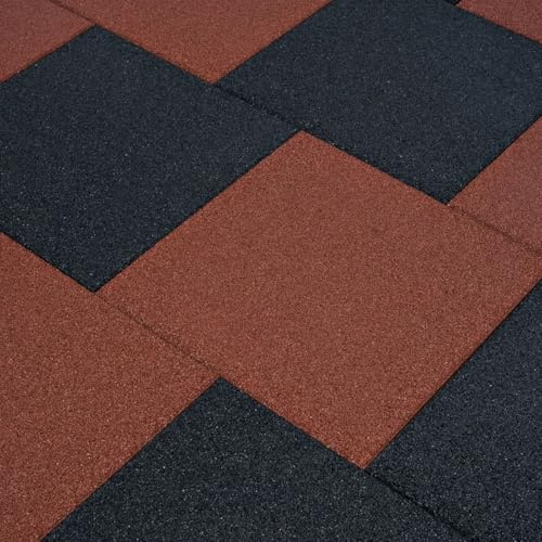 Gecheer Gummimatten Fallschutz 24 Stück 50 x 50 x 3 cm rot
