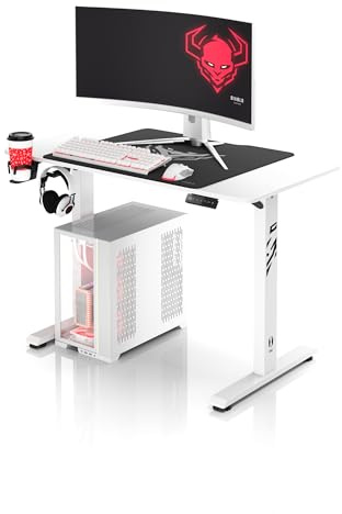Diablo X-Tensio Computertisch elektrisch höhenverstellbar 110x60 cm | Sitz-Steh-Schreibtisch mit Memory-Funktion, Sitzerinnerung, Kabelmanagement, Getränkehalter, Kopfhörerhalter, Höhe 72–117 cm