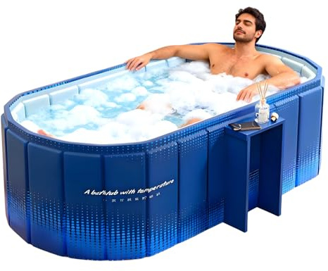 Portable Bathtub for Adult 59 Large Collapsible Cold Plunge Bathtub Foldable No Installation Ice Bath Tub for Shower Stall, Bathroom Hot SPA Soaking Standing Tub