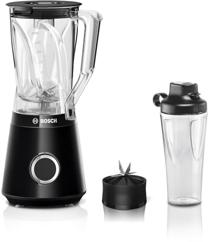 Bosch Standmixer-Set Serie 4 VitaPower Set MMB6141B01 1200 W, Schwarz | Kraftvoller Mixer & 0,65 L Tritan ToGo-Flasche, Smoothie Mixer, 1,5 L Mixbehälter, 10-Jahre-Motorgarantie, Spülmaschinenfest