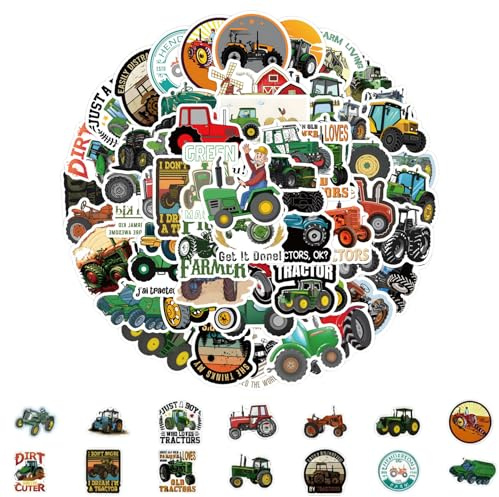60 Stück Traktor Aufkleber,Sticker Wasserfest,Traktor Sticker,Vinyl Niedliche Cartoon Baustellenfahrzeug Aufkleber,Wasserfeste Bagger und Fahrzeug-Aufkleber für Koffer,Auto,Skateboard,Laptop,DIY
