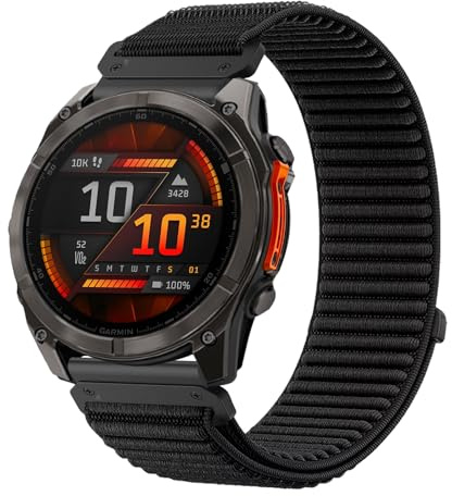 26mm Nylon Armband für Fenix 8 51mm/Fenix 7X Armband, Klettverschluss Ersatzarmband Sport Loop Armbänder für FENix 7X Pro/FEnix 6X/6X Pro/FEnix 3/3 HR/Epix PRo 51mm/Tactix Delta Solar/Instinct 2X